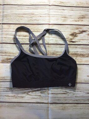 Lily of France Black and Gray Athletic Sports Bra